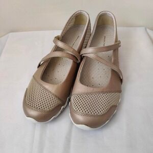 Vintage‎ y2k 2000s Skechers Gold Metallic Ballet Flats Mary Janes Strappy Sz 8